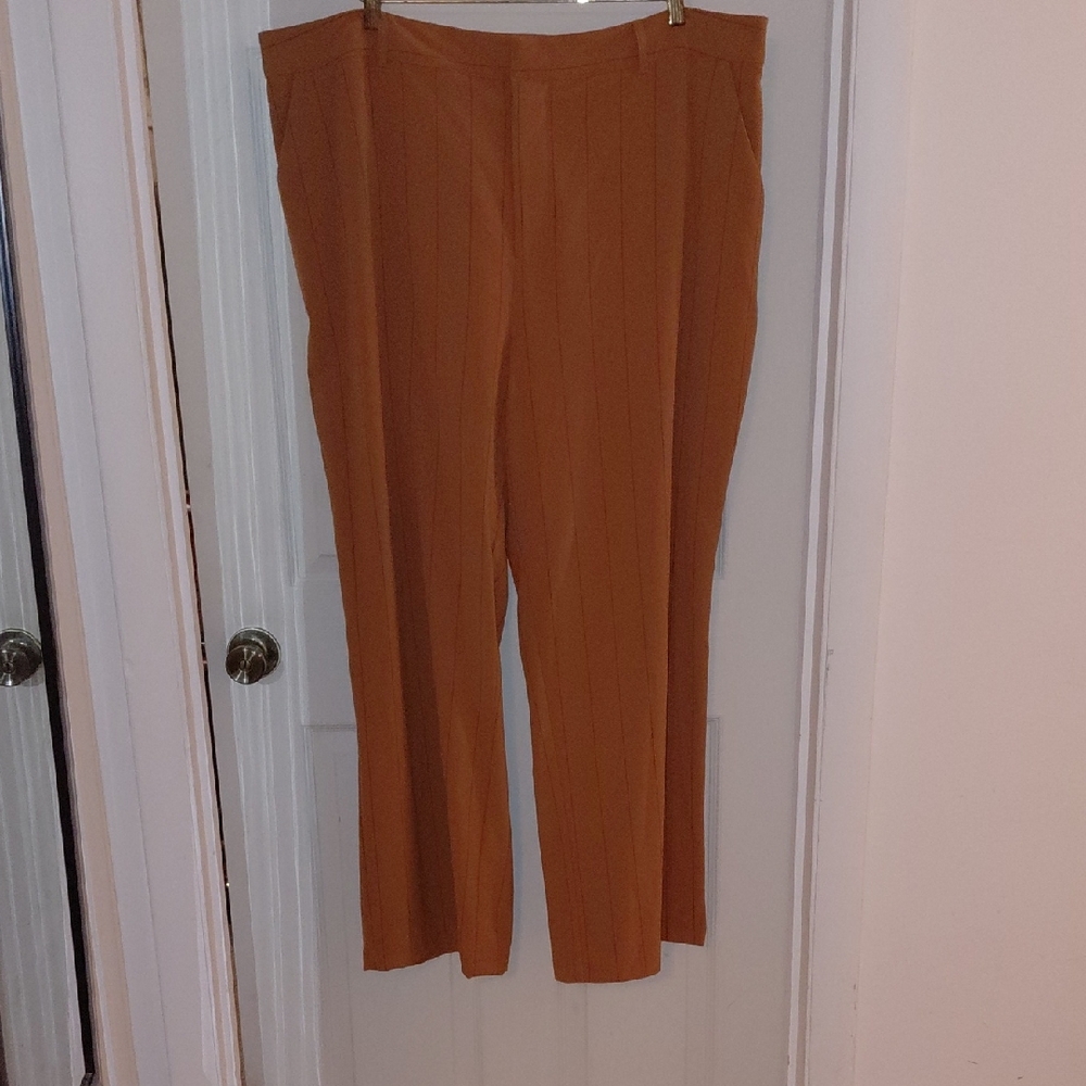 EUC Danielle Bernstein Pumpkin Pinstripe Pants, 20W, Button And Zipper Closure
